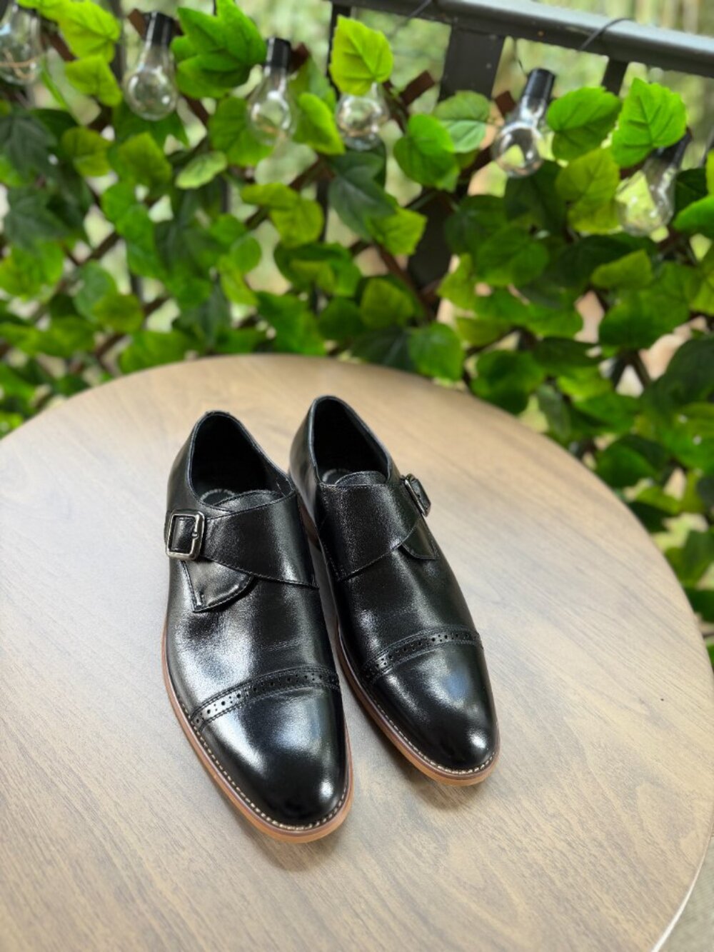 Stacy Adams Desmond Men's Black Leather Cap Toe Monk Strap Dress Shoes Buckle